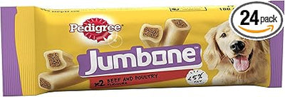 Pedigree Jumbone – Medium dog Treats with Beef and Poultry Flavour, 24 Chews – Pack of 12 (12 x 180 g)