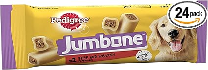 Pedigree Jumbone – Medium dog Treats with Beef and Poultry Flavour, 24 Chews – Pack of 12 (12 x 180 g)