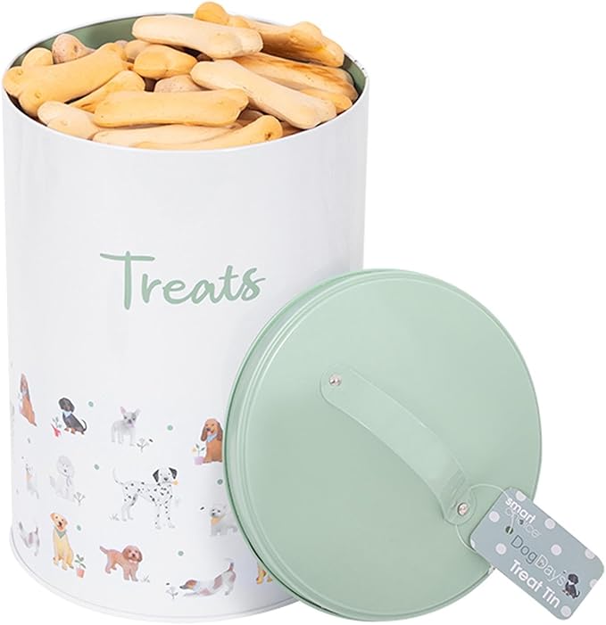 Smart Choice Dog Treat Tin Biscuit Storage Tin & Lid Pastel Green