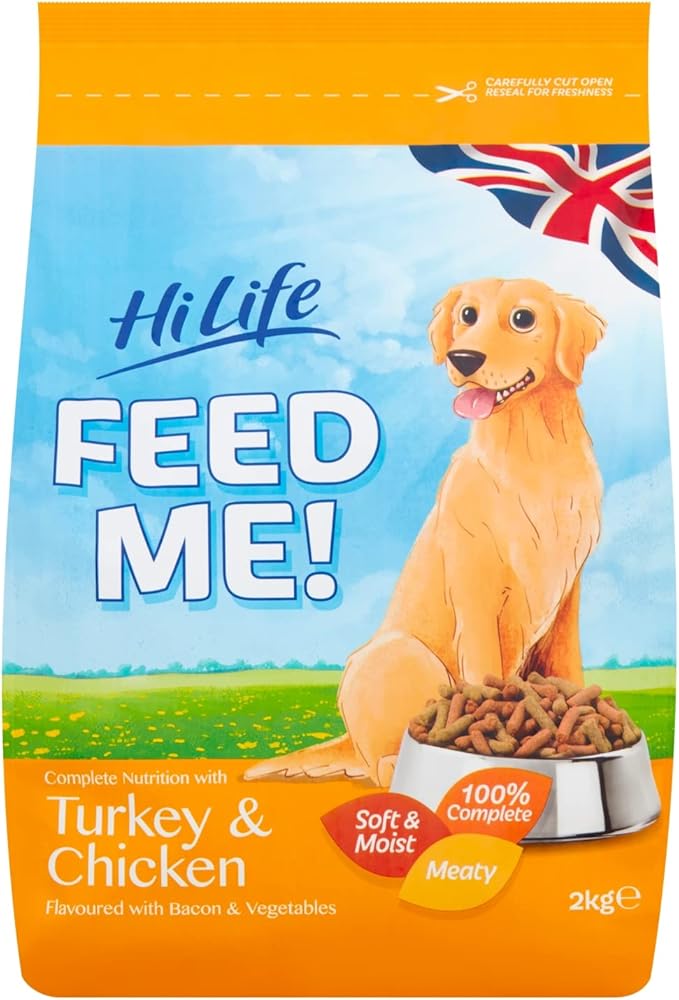 Hilife Feed Me Dog Complete Nutrition with Turkey and Chicken Flavoured with Bacon and Vegetables, 2 kg