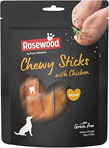 ROSEWOOD 4 CHICKEN CHEWY STICKS LOW FAT HIGH PROTEIN GRAIN FREE GLUTEN FREE 100g