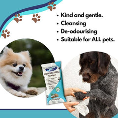 Nilaqua Pets Biodegradable Cleansing Pet Wipes in Coconut x 3 Packs | Deodourising, Alcohol Free and Vegan Friendly | for ALL Kinds of Pets Dogs Cats | 50 Dog Wipes each pack | 150 Wipes Total