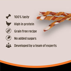 Rosewood Small Trio Sticks for Dogs - Made with Chicken, Grain Free Chews, High Protein Dog Treats, By Pets Unlimited (10pc, 100g)
