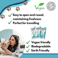 Nilaqua Pets Biodegradable Cleansing Pet Wipes in Coconut x 3 Packs | Deodourising, Alcohol Free and Vegan Friendly | for ALL Kinds of Pets Dogs Cats | 50 Dog Wipes each pack | 150 Wipes Total