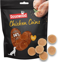 Rosewood Chicken Coins for Dogs - Made with Real Meat, Rawhide Free Chews, Grain Free, High Protein, Small Dog Treats, Great for Training (320g Value Pack)