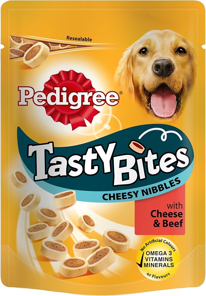 Pedigree Tasty Bites Cheesy Nibbles Dog Treats 140g (Pack of 8)