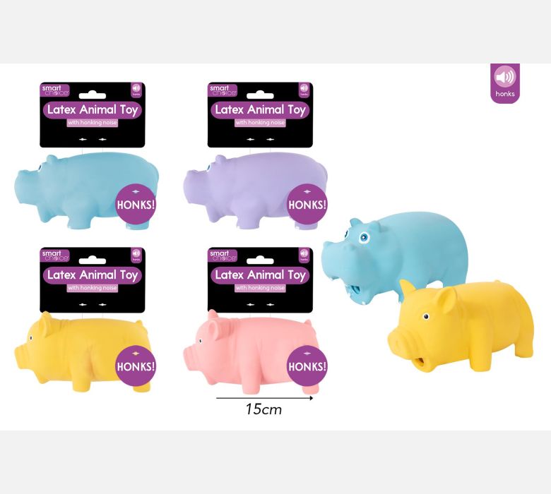 Honking Latex Animal Dog Toys - Hippo & Pig