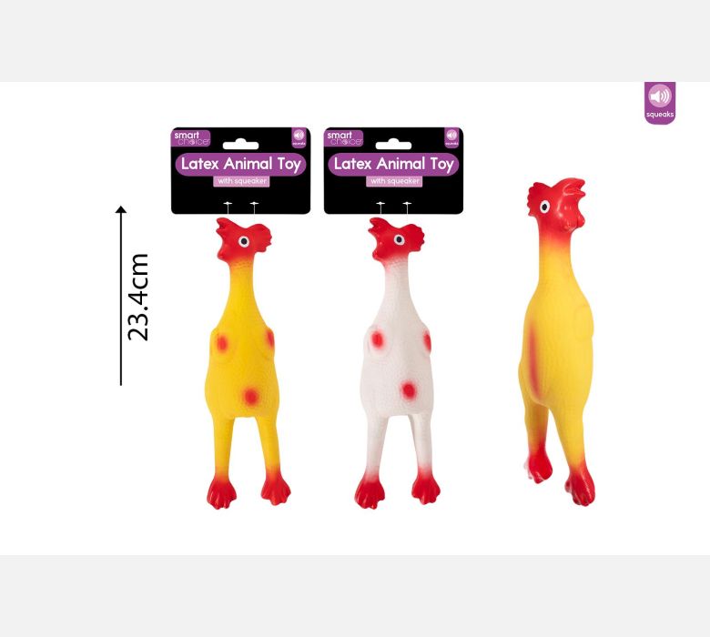 Squeaking Latex Chicken Dog Toys - White and Yellow