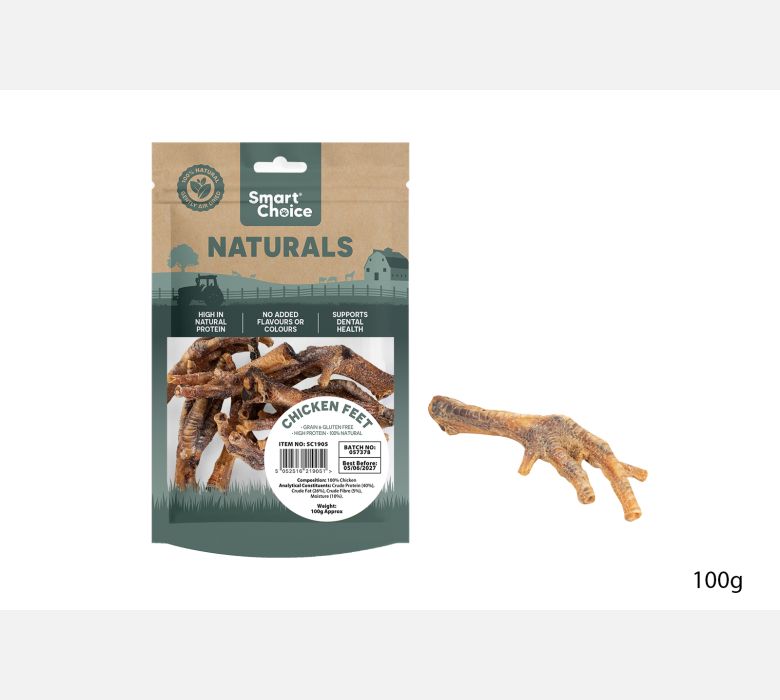 Smart Choice Natural Chicken Feet Dog Treat 100g
