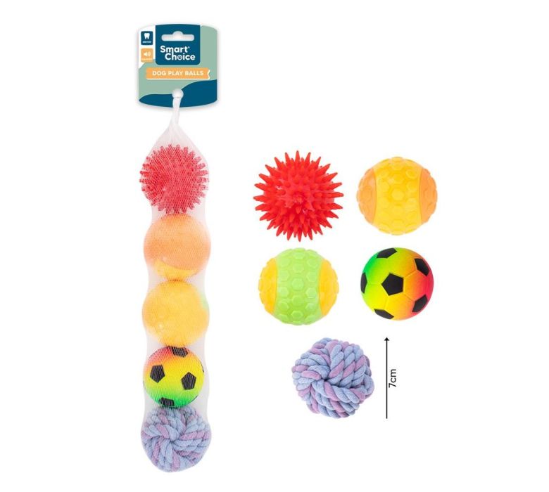 Smart Choice Mixed Ball Dog Toys - Pack of 5