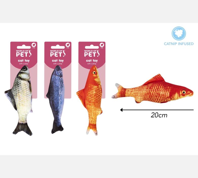 World of pets Catnip Fish Cat Toy 3 Assorted Designs