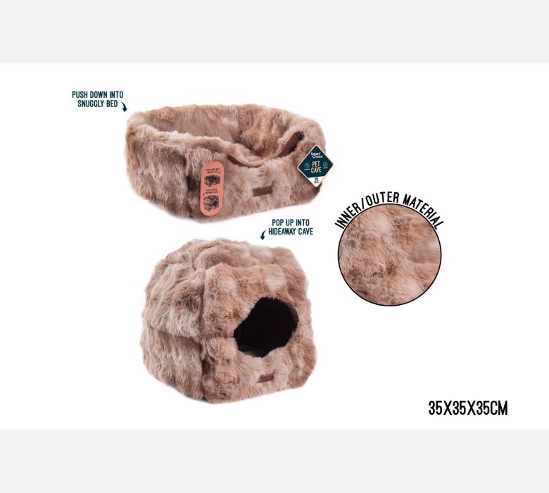 Smart Choice Faux Fur 2 in 1 Cube Pet Bed 35x35x35cm