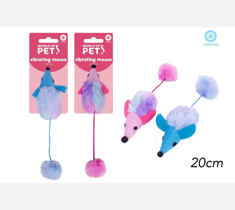World of pets Vibrating Mouse Cat Toy 2 Assorted Colours