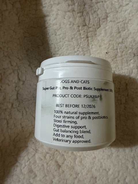 Pre, Pro & POst Biotic Supplement 500g For Dogs And Cats