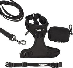 Paw Highness jet black harness, collar, lead and poo bag holder set