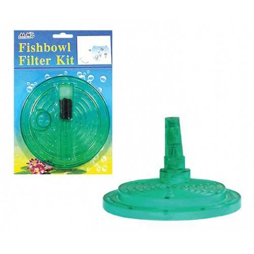 AIM Fishbowl Filter Kit, green undergravel filter disc with uplift tube, shown packaged