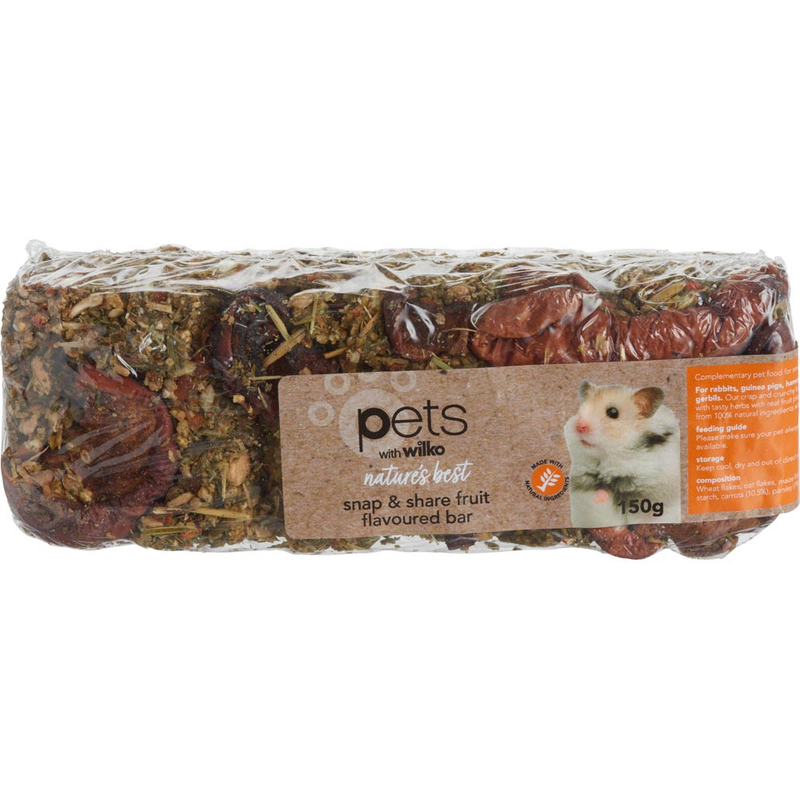 Wilko Nature's Best Snap & Share fruit flavoured bar for small animals, 150g