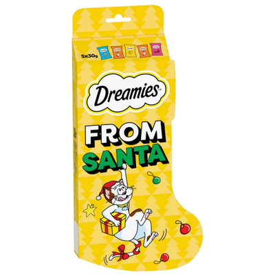 Dreamies Selection Christmas Cat Stocking 150g front packaging on a white background