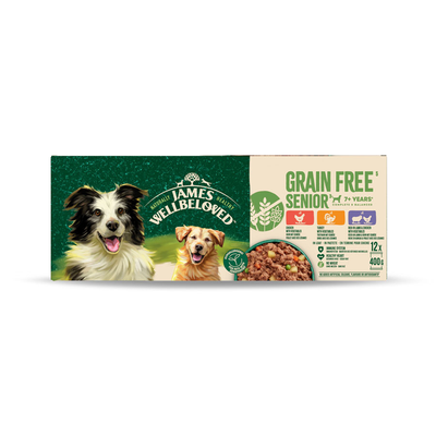 James Wellbeloved Grain Free Senior dog food selection pack, 12 x 400g, 7+ years