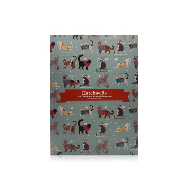 Hatchwells Cat Christmas Advent Calendar with illustrated cats and yoghurt and catnip treats