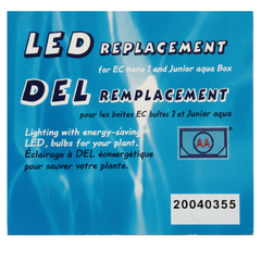 AA Fish R Fun Aquarium LED lamp packaging, tight crop of blue artwork