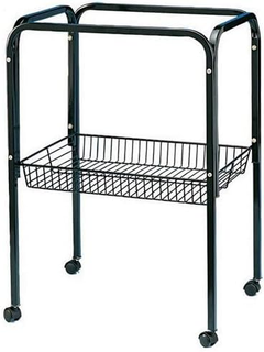 Black Lazy Bones LB-B29 bird cage stand with wheels and storage basket