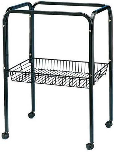 Black Lazy Bones LB-B29 bird cage stand with wheels and storage basket