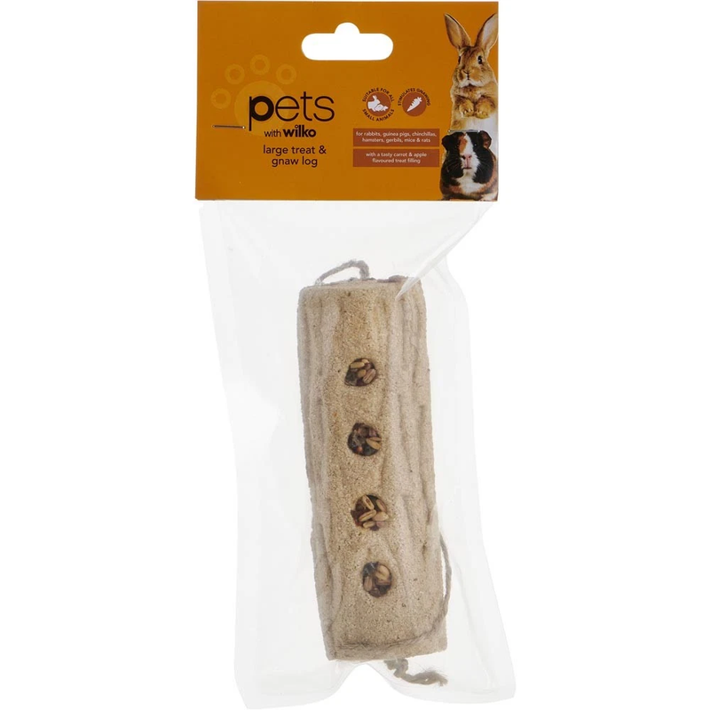 Wilko Large Treat and Gnaw Log for small animals, packaged